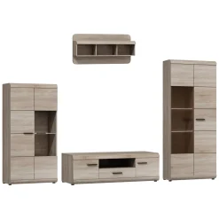 Parete Attrezzata Marrone Rovere Modulabile 20 Ripiani, un Cassetto - Kane