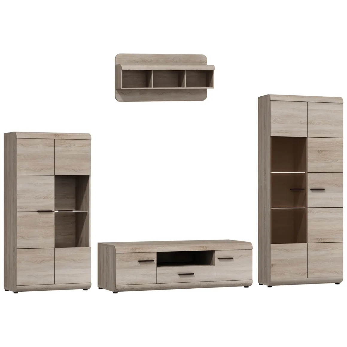 Parete Attrezzata Marrone Rovere Modulabile 20 Ripiani, un Cassetto - Kane