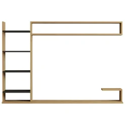 Pareti Attrezzate > Dmora Parete Attrezzata Marrone Rovere Nero 8 Ripiani set Componibile, 5 Vani - Viggiona Nero, Marrone Rovere