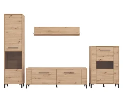 Parete Attrezzata Marrone Rovere Nodi Modulabile 8 Ripiani 299x40x192.5h cm, 4 Ante - Cimbergo