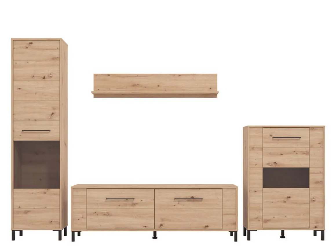 Parete Attrezzata Marrone Rovere Nodi Modulabile 8 Ripiani 299x40x192.5h cm, 4 Ante - Cimbergo