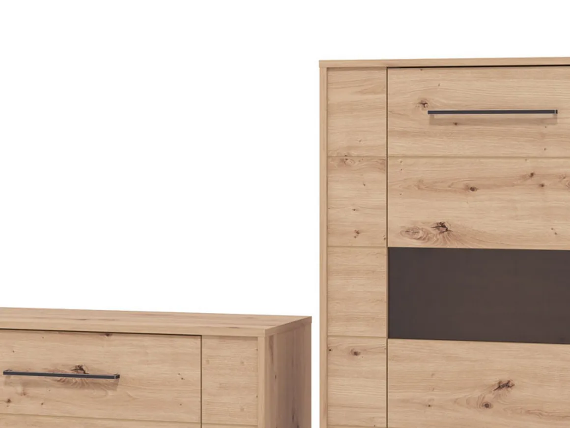 Parete Attrezzata Marrone Rovere Nodi Modulabile 8 Ripiani 299x40x192.5h cm, 4 Ante - Cimbergo