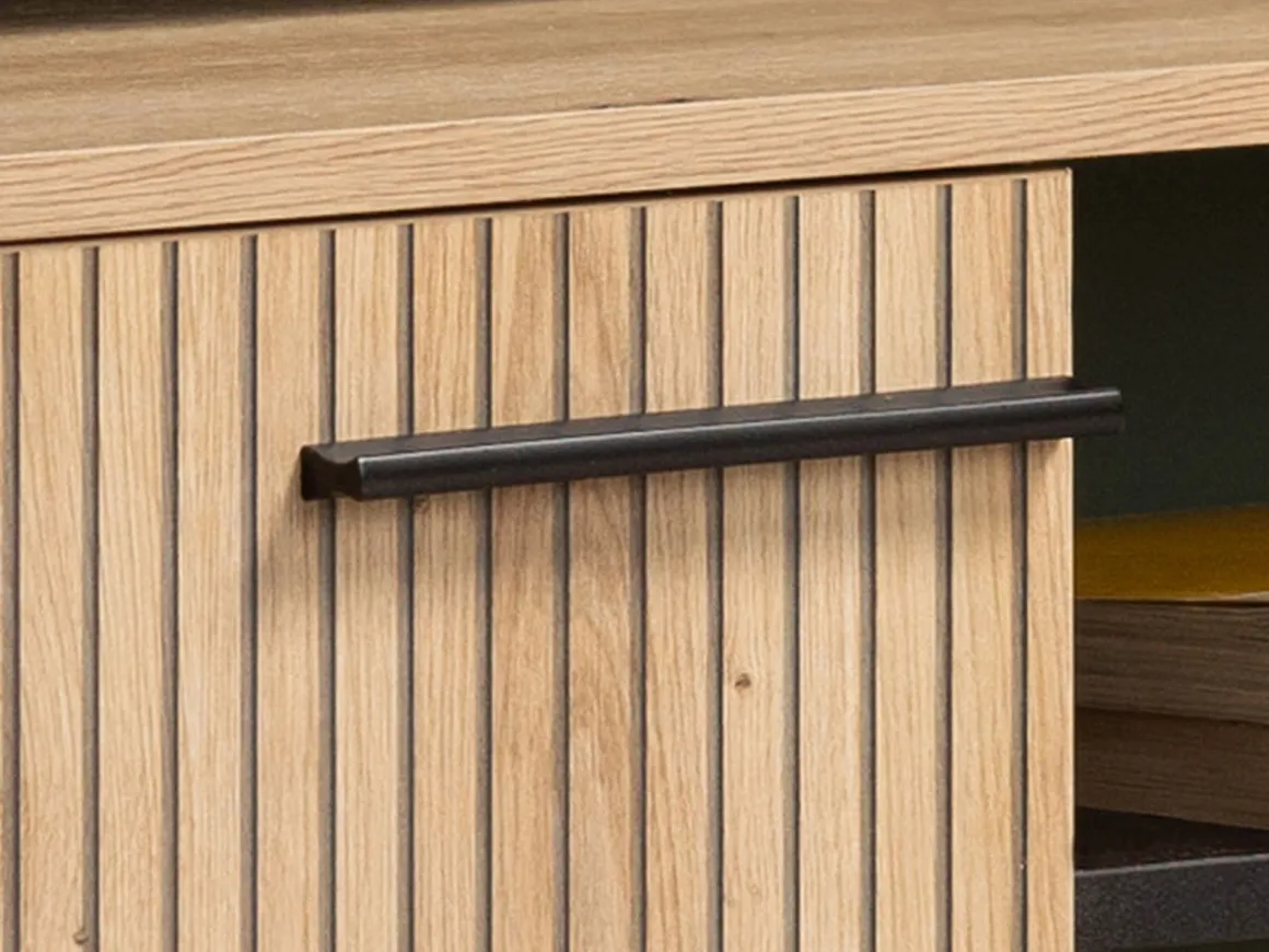 Pareti Attrezzate > Dmora Parete Attrezzata Marrone Rovere Nodi Nero 8 Ripiani Modulabile 263x40x167h cm, 7 Vani - Petrona Nero, Marrone Rovere Nodi