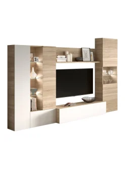Parete attrezzata moderna 260 cm rovere e bianca - Angioletto