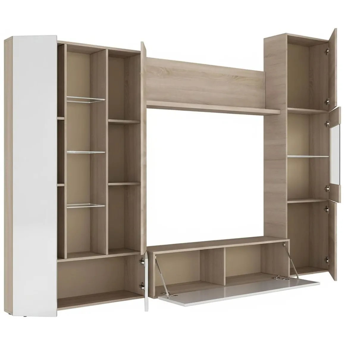 Parete attrezzata moderna 260 cm rovere e bianca - Angioletto
