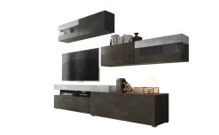 Pareti Attrezzate > Dmora Parete Attrezzata Moderna e Versatile Grigio Cemento, Nero Antracite