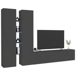 Parete Attrezzata Nero Antracite 12 Ripiani Modulabile 280x30x180h cm, 12 Vani - Grado
