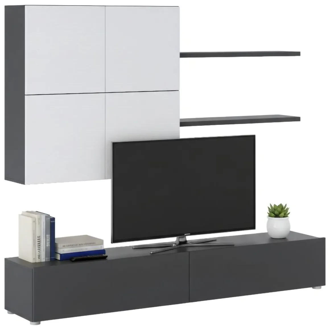 Pareti Attrezzate > Dmora Parete Attrezzata Nero Antracite Bianco Modulabile 6 Ante, set Componibile - Isola Bianco, Nero Antracite