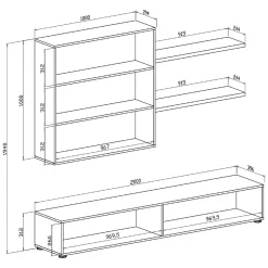 Pareti Attrezzate > Dmora Parete Attrezzata Nero Antracite Bianco Modulabile 6 Ante, set Componibile - Isola Bianco, Nero Antracite
