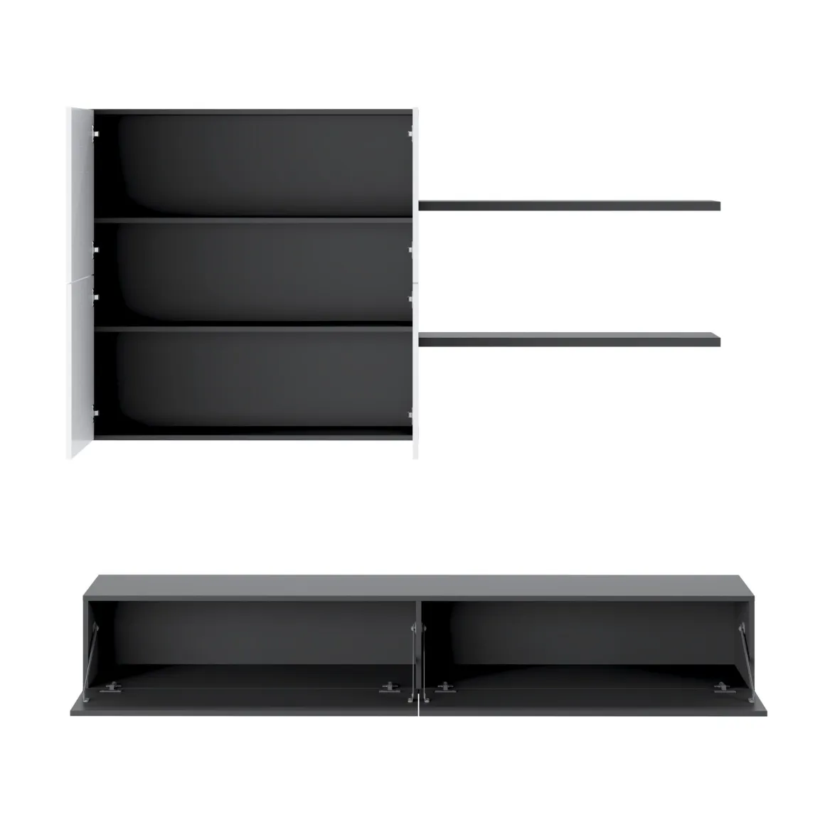 Pareti Attrezzate > Dmora Parete Attrezzata Nero Antracite Bianco Modulabile 6 Ante, set Componibile - Isola Bianco, Nero Antracite