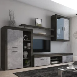 Parete Attrezzata Nero Antracite Grigio 11 Ripiani Modulabile, 18 Vani - Casies