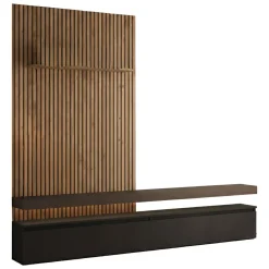 Pareti Attrezzate > Dmora Parete Attrezzata Nero Antracite Marrone Pero Modulabile set Componibile, Apertura Standard Made in Italy - Ostana Marrone Pero, Nero Antracite