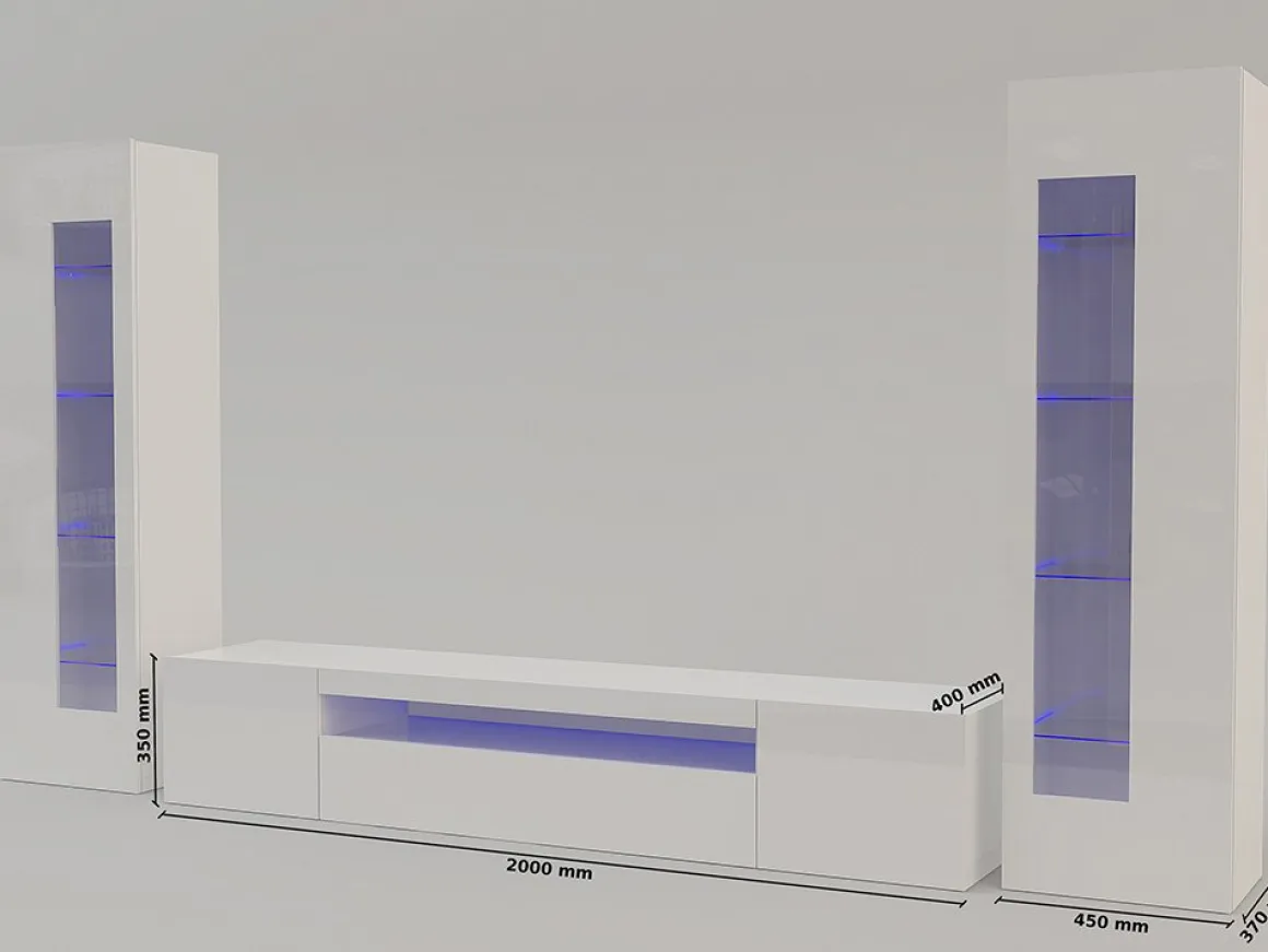 Parete attrezzata 10 ripiani 290cm antracite lucida - Aslhey