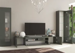 Parete attrezzata 10 ripiani 290cm antracite lucida - Aslhey