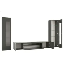 Parete attrezzata 10 ripiani 290cm antracite lucida - Aslhey