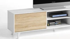 Salotto|Pareti Attrezzate > Dmora Parete attrezzata 6 ripiani 180cm bianca e rovere - Aslan Marrone Rovere, Bianco Lucido