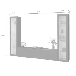 Parete attrezzata 9 ripiani 260cm antracite - Leda