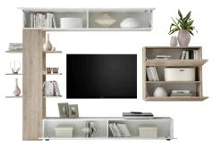 Parete attrezzata smart 295cm bianca lucida e rovere - Aragosta