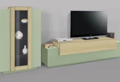 Parete Attrezzata Verde Modulabile 10 Ripiani 280x45x120.5h cm, Apertura a Ribalta, Battente - Lazzate