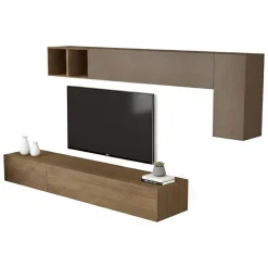 Pareti Attrezzate > Dmora Parete salotto 5 ante 276cm bronzo e noce - Barumini Marrone Noce, Marrone Bronzo