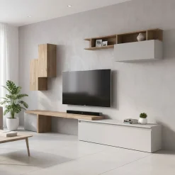 Parete salotto 4 ante 290cm rovere e grigia chiaro - Chris