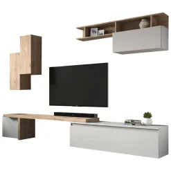 Parete salotto 4 ante 290cm rovere e grigia chiaro - Chris