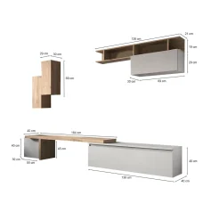 Parete salotto 4 ante 290cm rovere e grigia chiaro - Chris