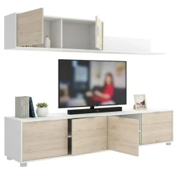 Parete salotto classica 200cm bianca e rovere - Winnie