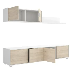 Parete salotto classica 200cm bianca e rovere - Winnie