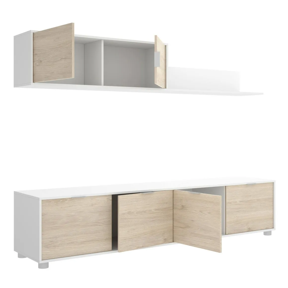 Parete salotto classica 200cm bianca e rovere - Winnie