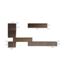 Pareti Attrezzate > Dmora Parete salotto classica 340cm bronzo e noce - Lingling Marrone Noce, Marrone Bronzo