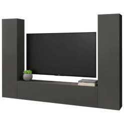 Salotto|Pareti Attrezzate > Dmora Parete salotto in legno 260cm antracite - Natasha Nero Antracite
