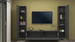 Salotto|Pareti Attrezzate > Dmora Parete salotto in legno 260cm antracite - Natasha Nero Antracite
