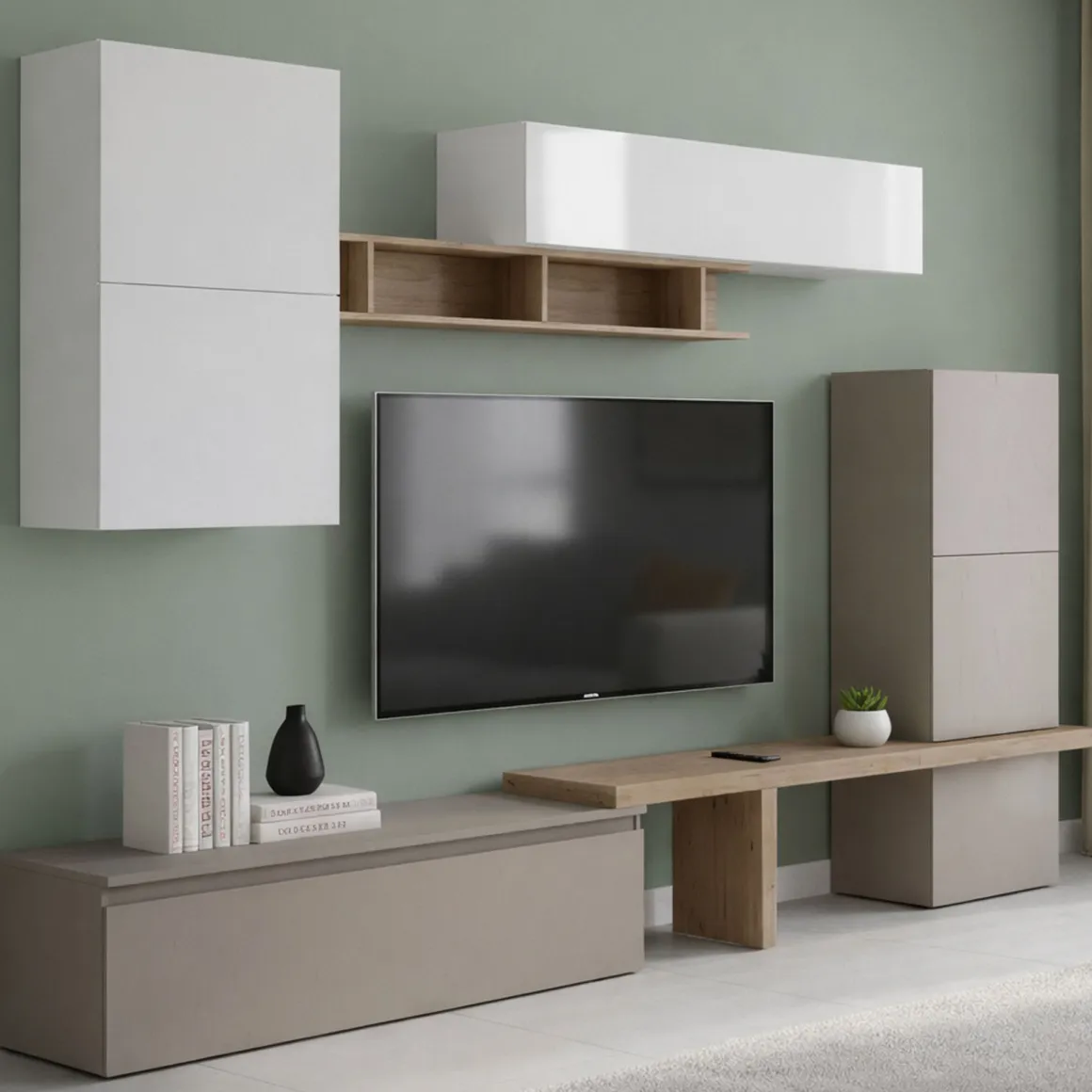 Pareti Attrezzate > Dmora Parete salotto in legno e metallo 290cm bronzo e noce - Nana Marrone Noce, Marrone Bronzo