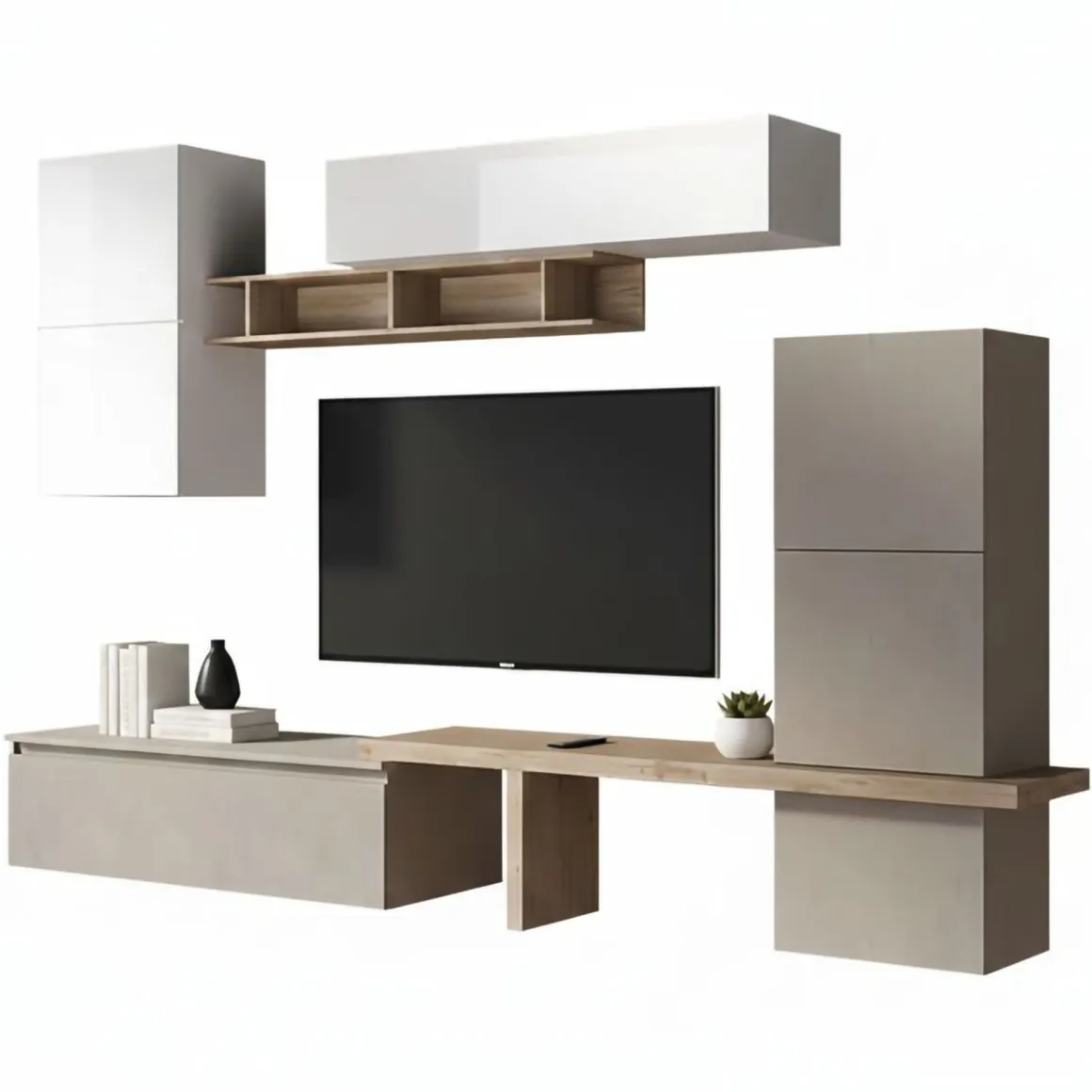 Pareti Attrezzate > Dmora Parete salotto in legno e metallo 290cm bronzo e noce - Nana Marrone Noce, Marrone Bronzo