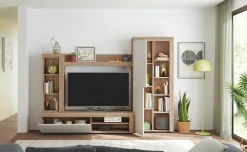 Parete salotto moderna 240cm bianca e rovere - Neera