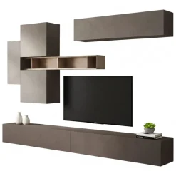 Parete salotto moderna 276cm bronzo e grigia - Nate