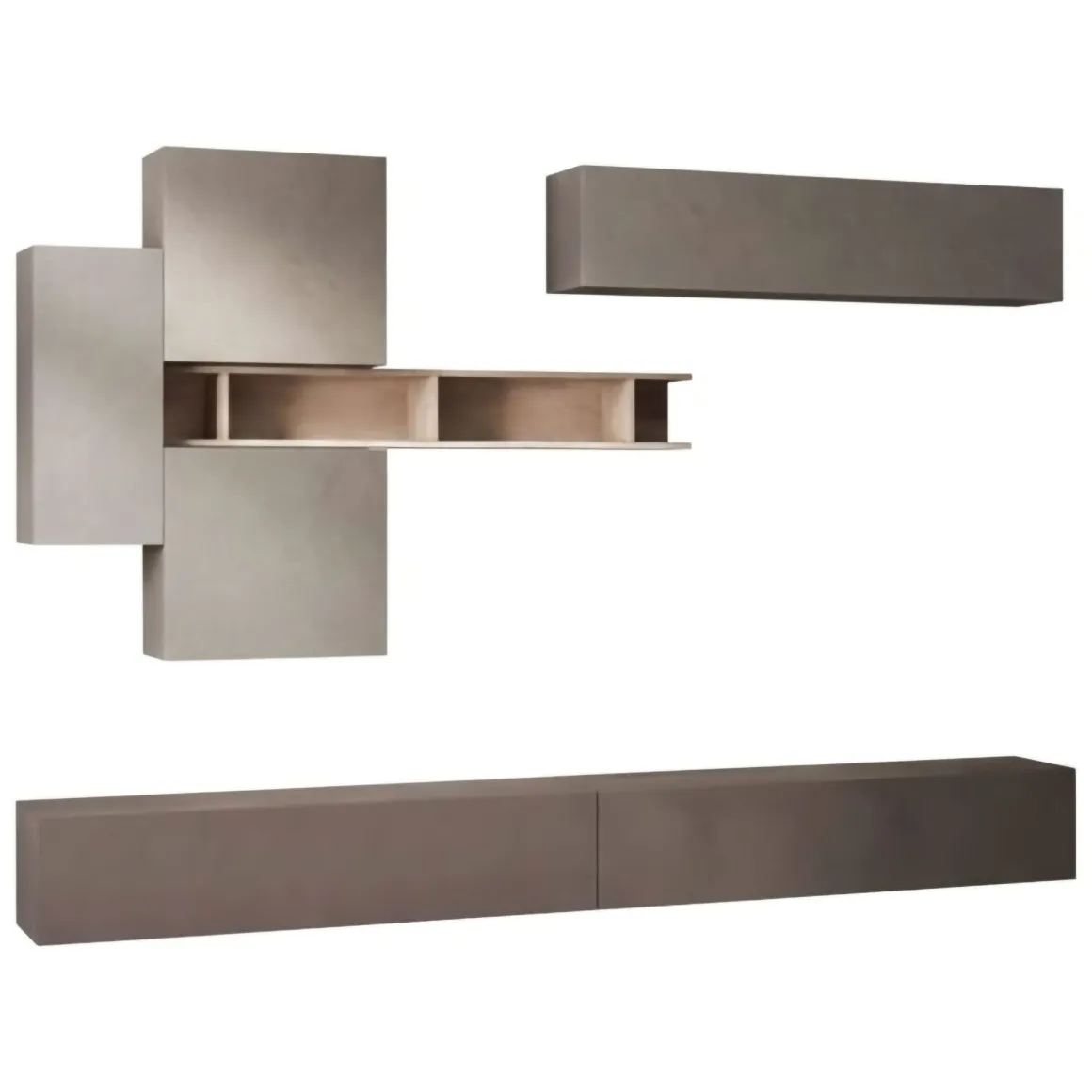 Parete salotto moderna 276cm bronzo e grigia - Nate