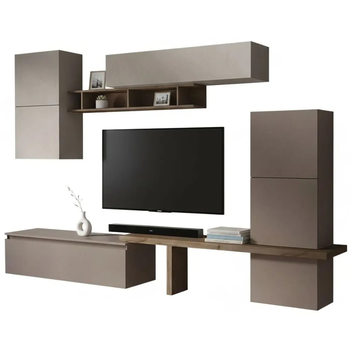 Parete salotto moderna 290cm bronzo e grigia - Tammy