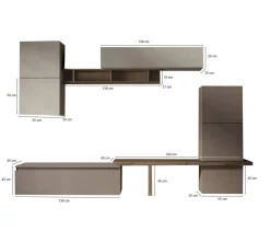 Parete salotto moderna 290cm bronzo e grigia - Tammy