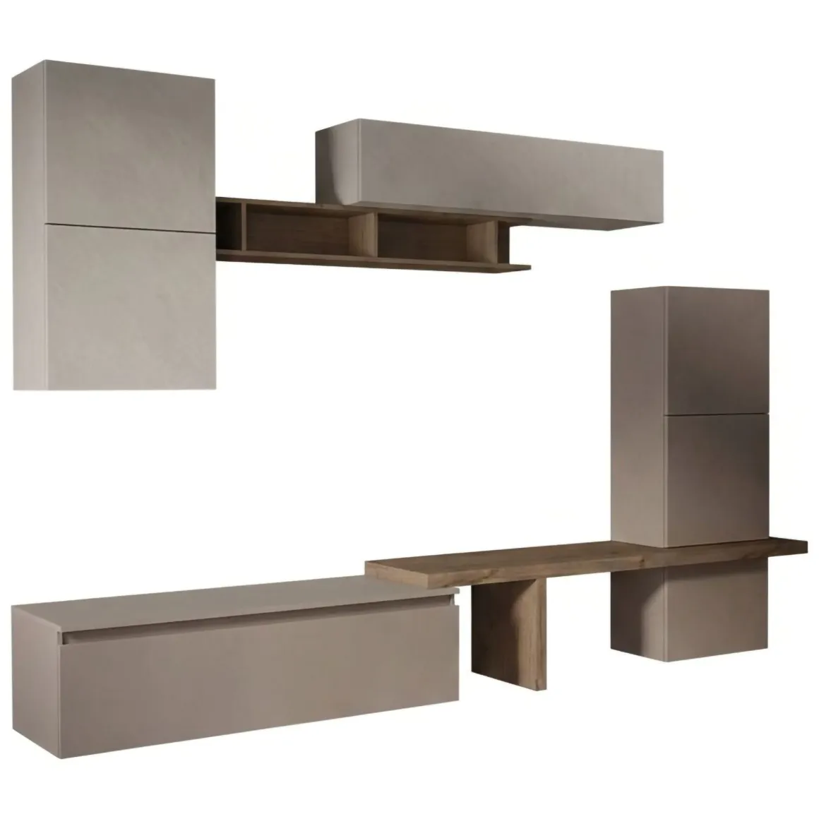 Parete salotto moderna 290cm bronzo e grigia - Tammy