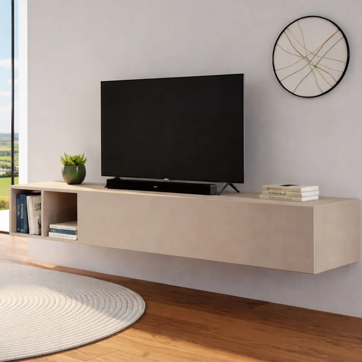 Parete salotto multifunzione 194cm noce e grigia - Koguma