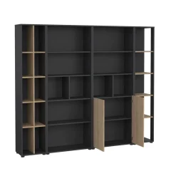 Parete salotto multifunzione 240cm rovere e grigia - Litvjak