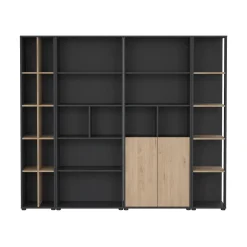 Parete salotto multifunzione 240cm rovere e grigia - Litvjak