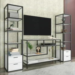 Parete salotto 12 ripiani 198cm bianca e nera - Felion