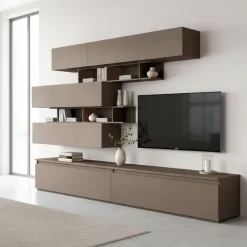 Parete salotto 8 ripiani 276cm bronzo e grigia - Hilaire