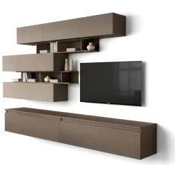 Parete salotto 8 ripiani 276cm bronzo e grigia - Hilaire
