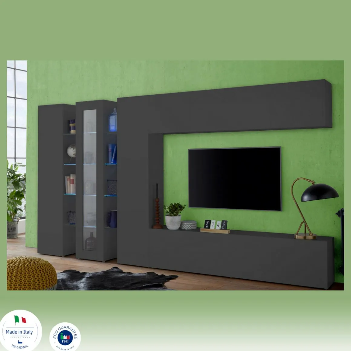 Parete salotto smart 320cm antracite - Bellino
