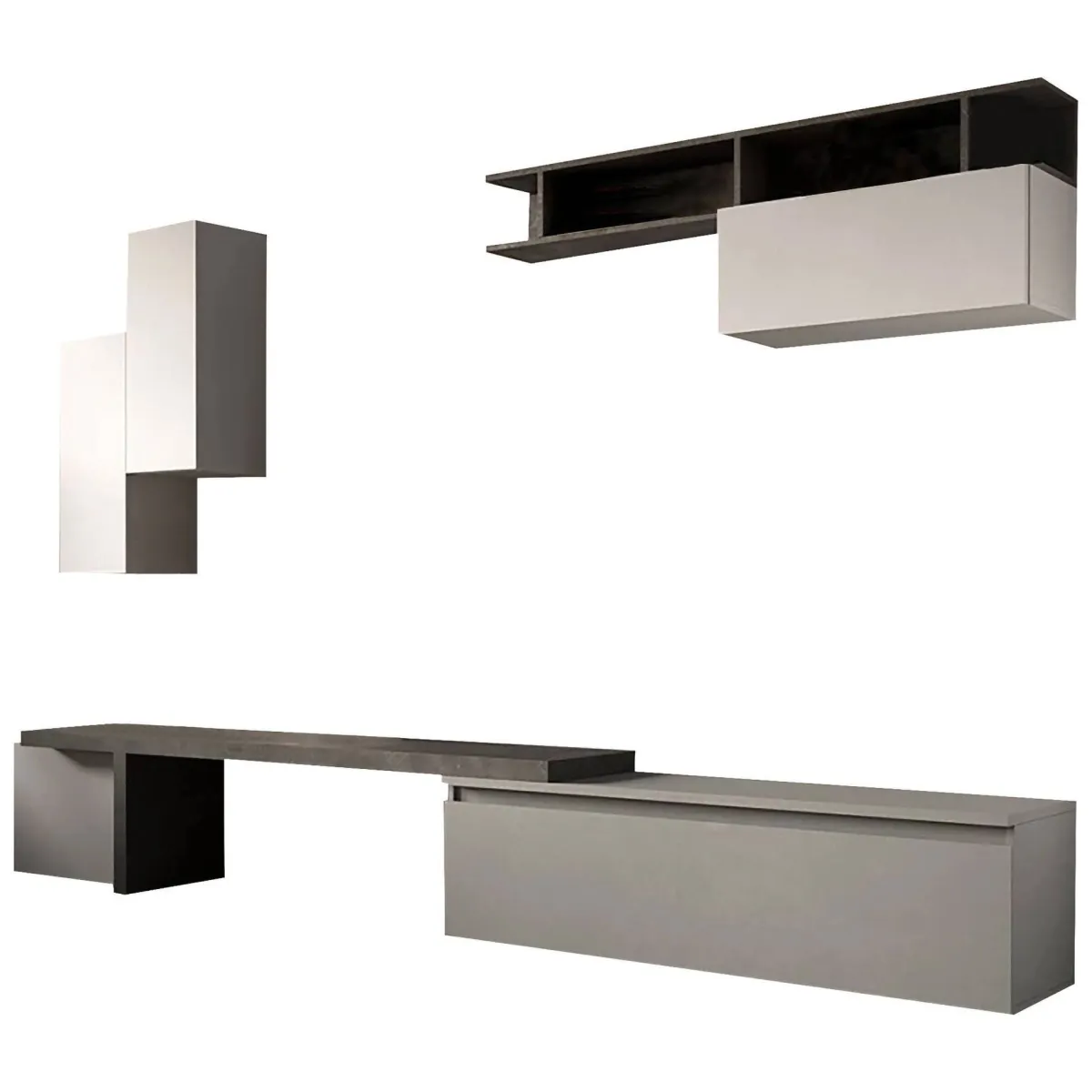 Pareti Attrezzate > Dmora Parete salotto smart 290cm ardesia e grigia - Chris Grigio, Grigio Ardesia