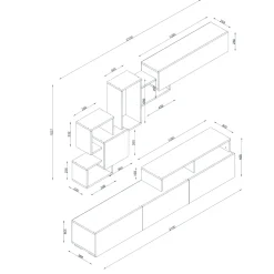 Pareti Attrezzate > Dmora Parete salotto smart 210cm bianca - HuaMulan Bianco